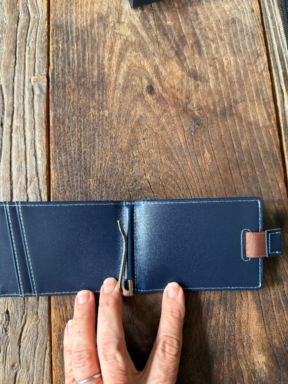 Serman Brands RFID blocking slim bifold leather wallet | Navy Blue